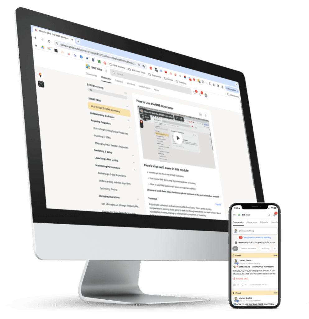 BNB Tribe on computer and phone